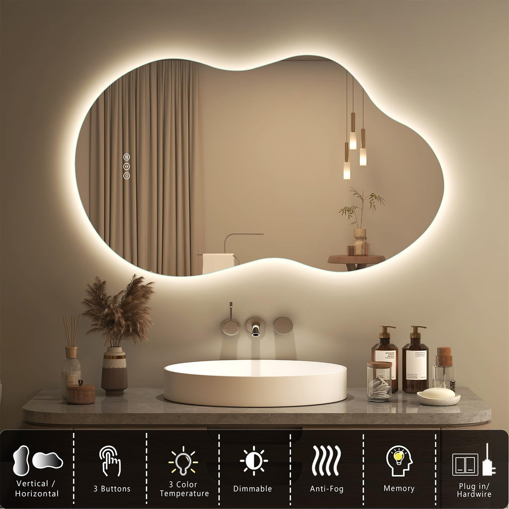 20x32 Irregular Backlit Led Lighted Bathroom Vanity Mirror