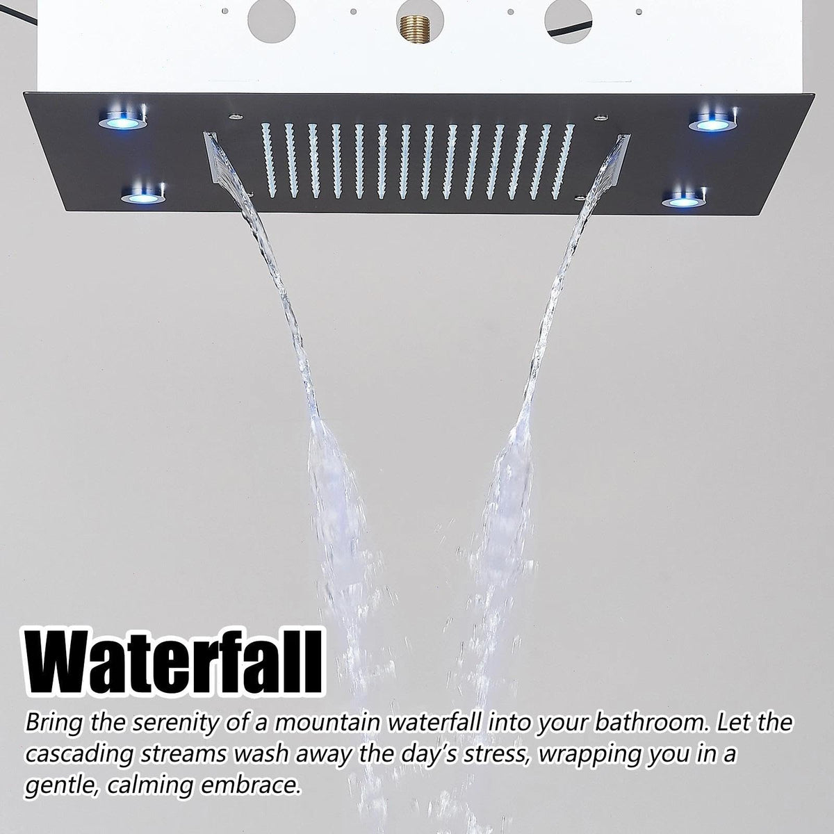 LED Ceiling Rain Shower Head with Remote Control Matte Black