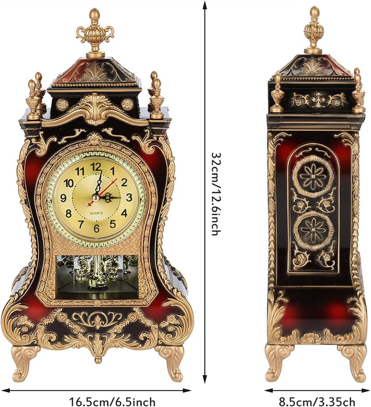 Yctze Vintage Table Clock, Decorative Plastic Alarm Clock for Home Hotel, Large Carriage Clock Ideal for Mantelpiece, Living Room, Table...