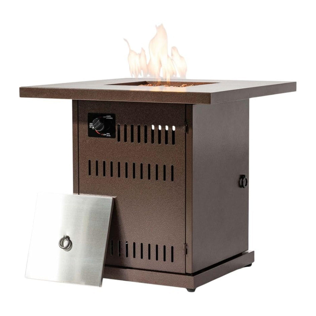 28" Square Steel Propane Propane Fire Pit Table Patio Heater 50, 000 BTU