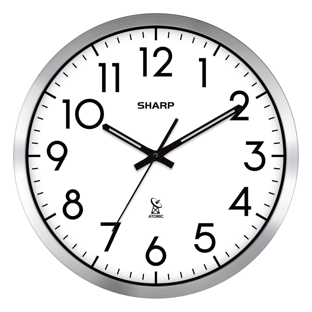 Inspired Nelson Style 12-Inch Atomic Wall Clock, Battery Operated, Silver Brushed Finish