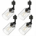H Track Lighting Heads, Black Track Lighting Fixtures Ceiling with Seeded Glass Shade, H Type Track Lighting