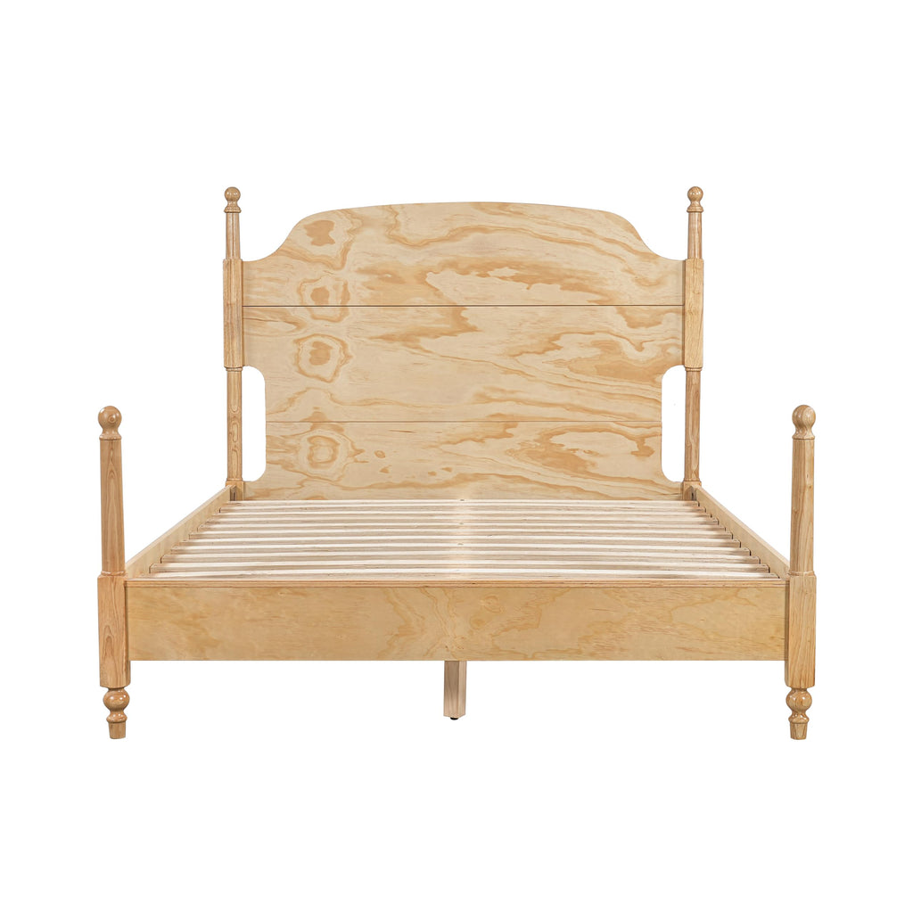 Kane Wooden Bed Frame with Headboard, Farmhouse Bed Frame and Arched Headboard, 4-Poster