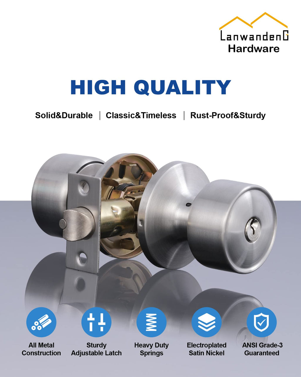 2 Sets Keyed Alike Entry Door Knobs and Single Cylinder Deadbolt Lock Combo Set Security for Entrance and Front Door