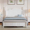 Wood Platform Bed Frame, Retro Style Wooden Bed with Headboard, Solid Pine Wood Construction, Wooden Slat