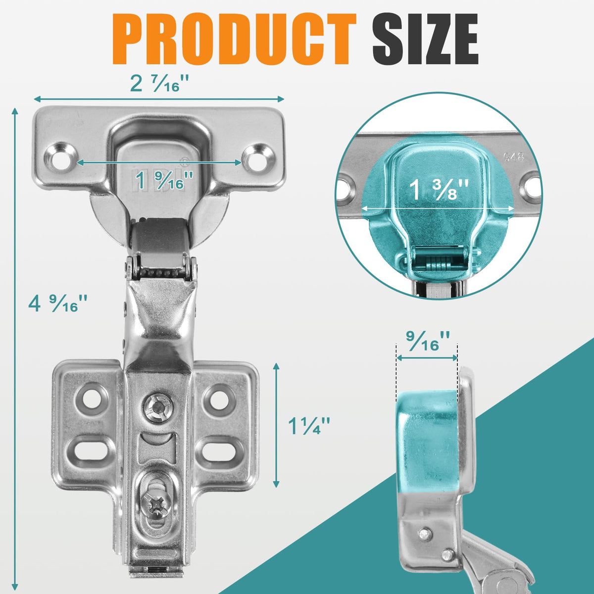 Soft Close Hinges for Frameless Cabinets, 110° Full Overlay, 50 Pack