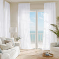 White Sheer Curtains 120 inches Long 4 Panels, 42 inch Wide Rod Pocket Light Filtering Drapes Translucent Modern