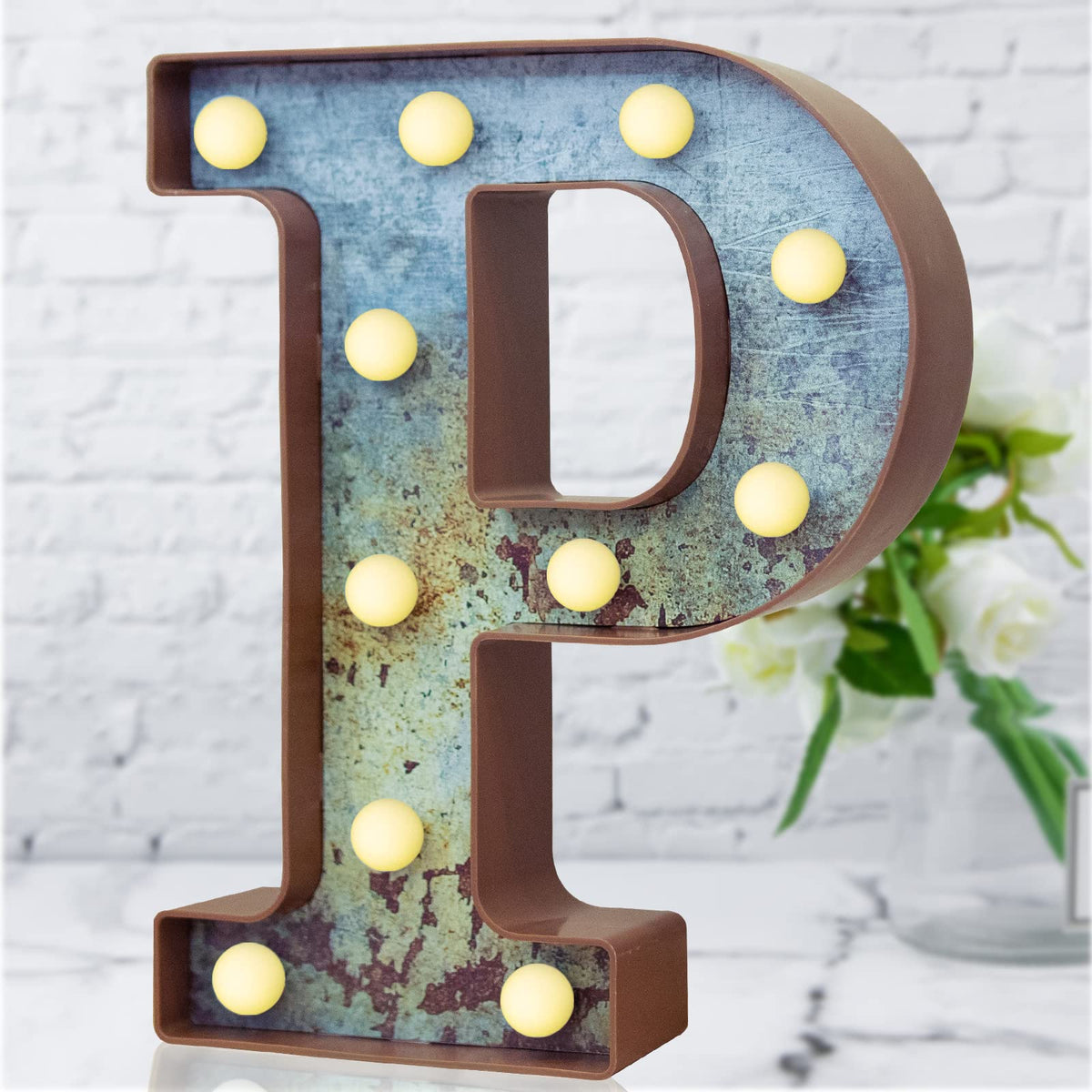 LED Marquee Light Up Letters Industrial Vintage Style Lighted Letters Rust Metal Effect Marquee Letter with Lights