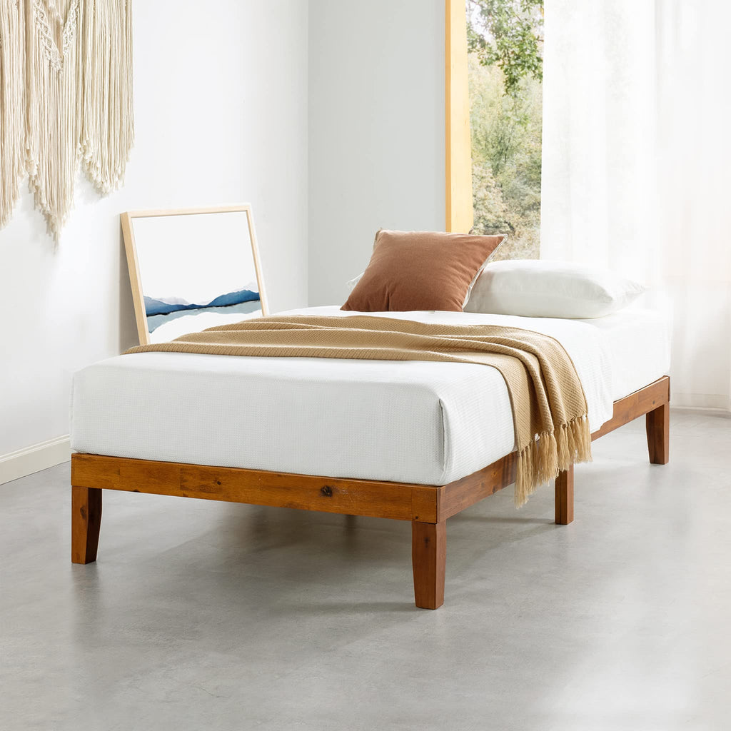 Naturalista Classic 12-Inch Solid Wood Platform Bed | Wooden Slats, No Box Spring Needed, Easy Assembly | Twin, Cherry