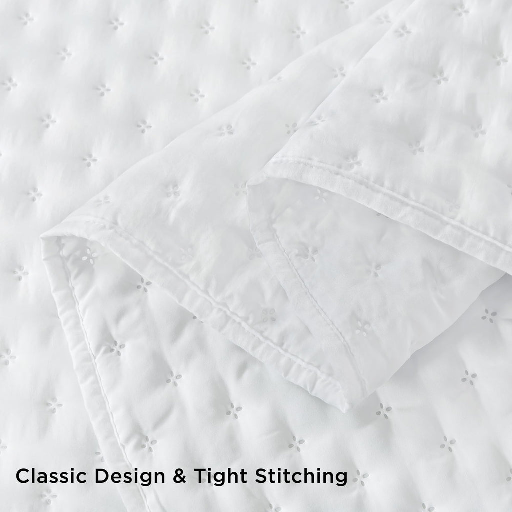 White Quilt Bedding Set, 3 Pieces Bedspread