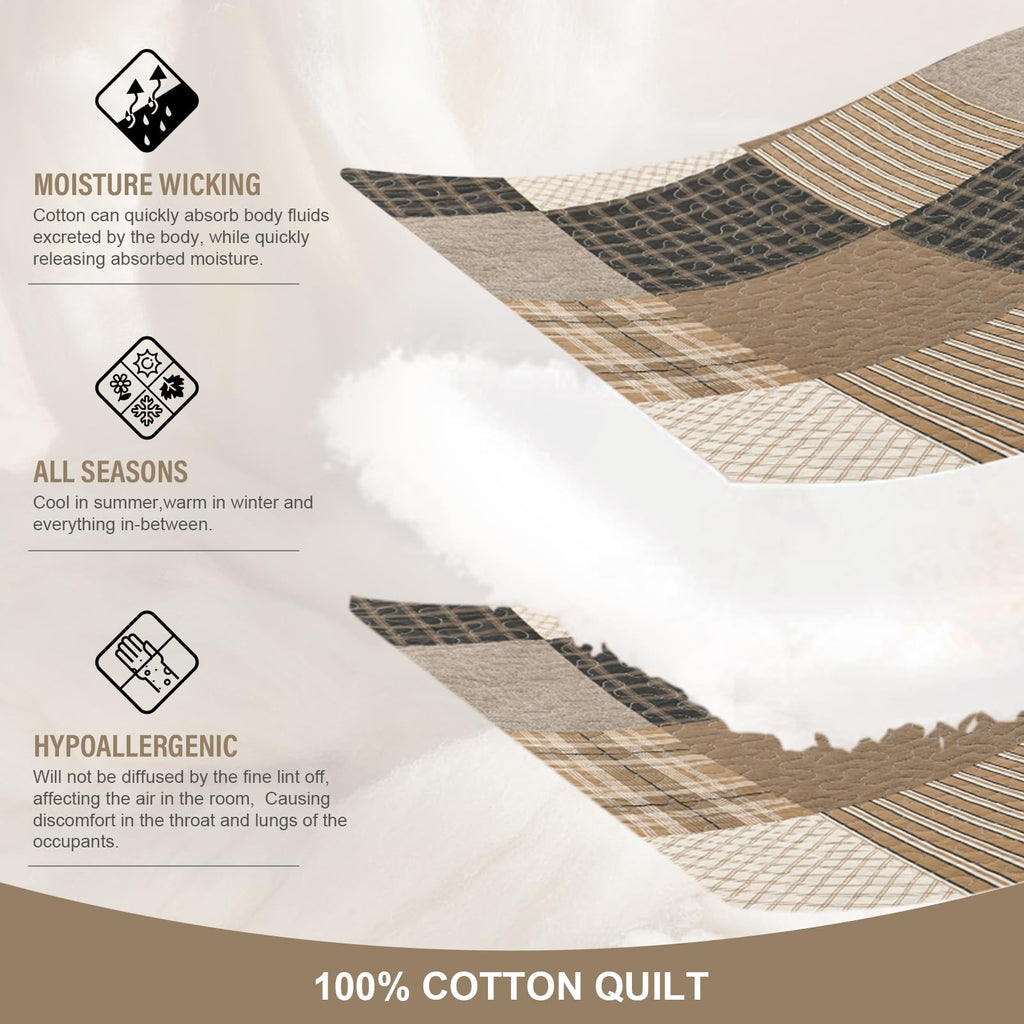 100% Cotton Quilt Set, Farmhouse Patchwork Bedspread