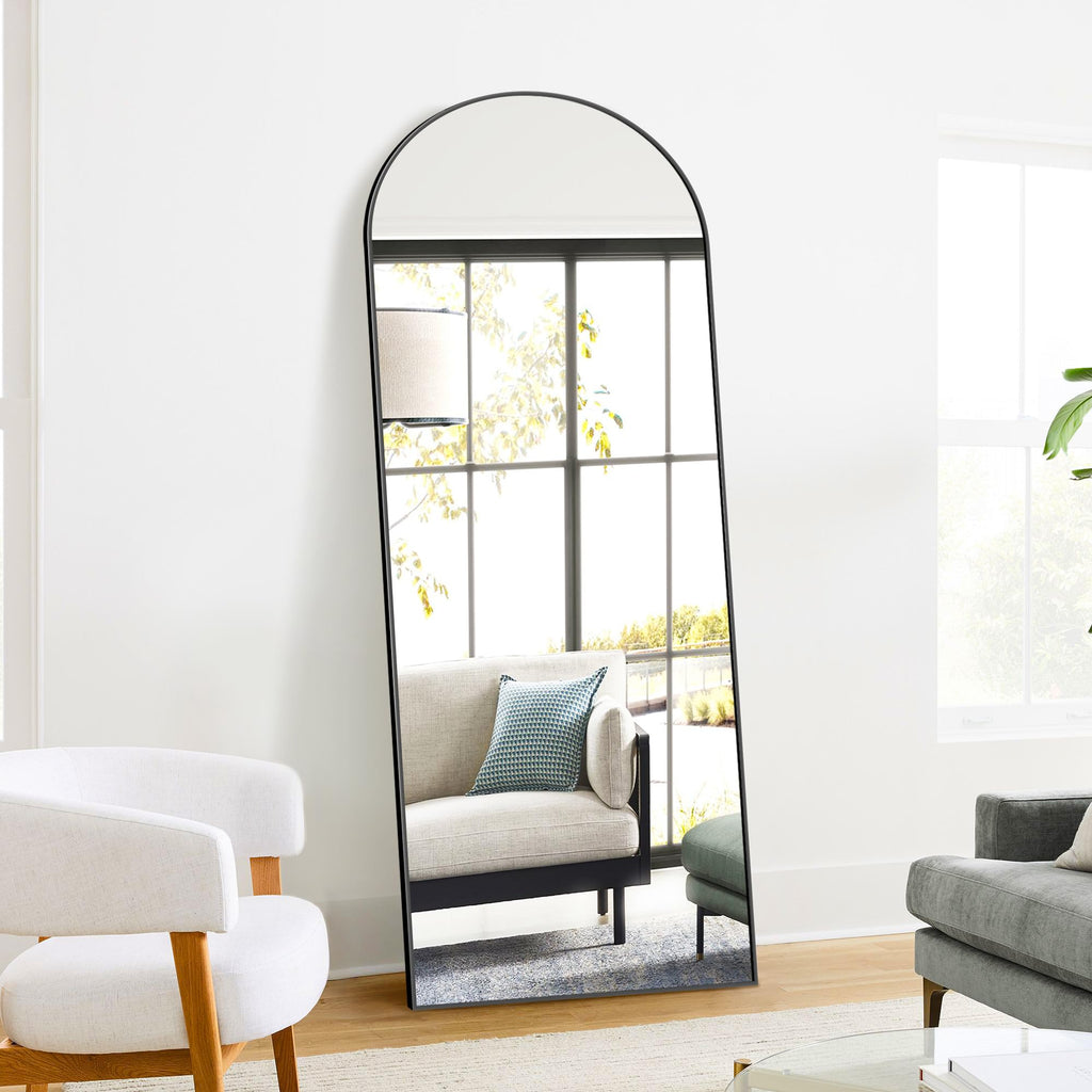 Arched Full Length Mirror, 70"x24" Standing Body Mirror for Wall, Black