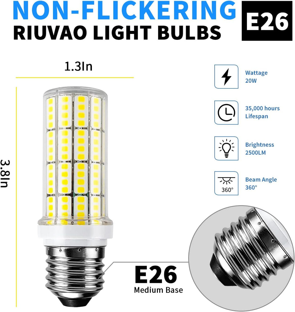Led Light Bulb 6pcs 200w Equivalent 2500 Lumen 5000k Cool Daylight White 20w Super Bright Led Bulb E26/E27 Base