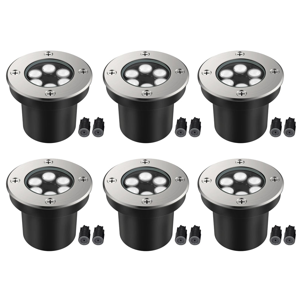 6 Pack Low Voltage Landscape Lights, 6000K LED Well Lights
