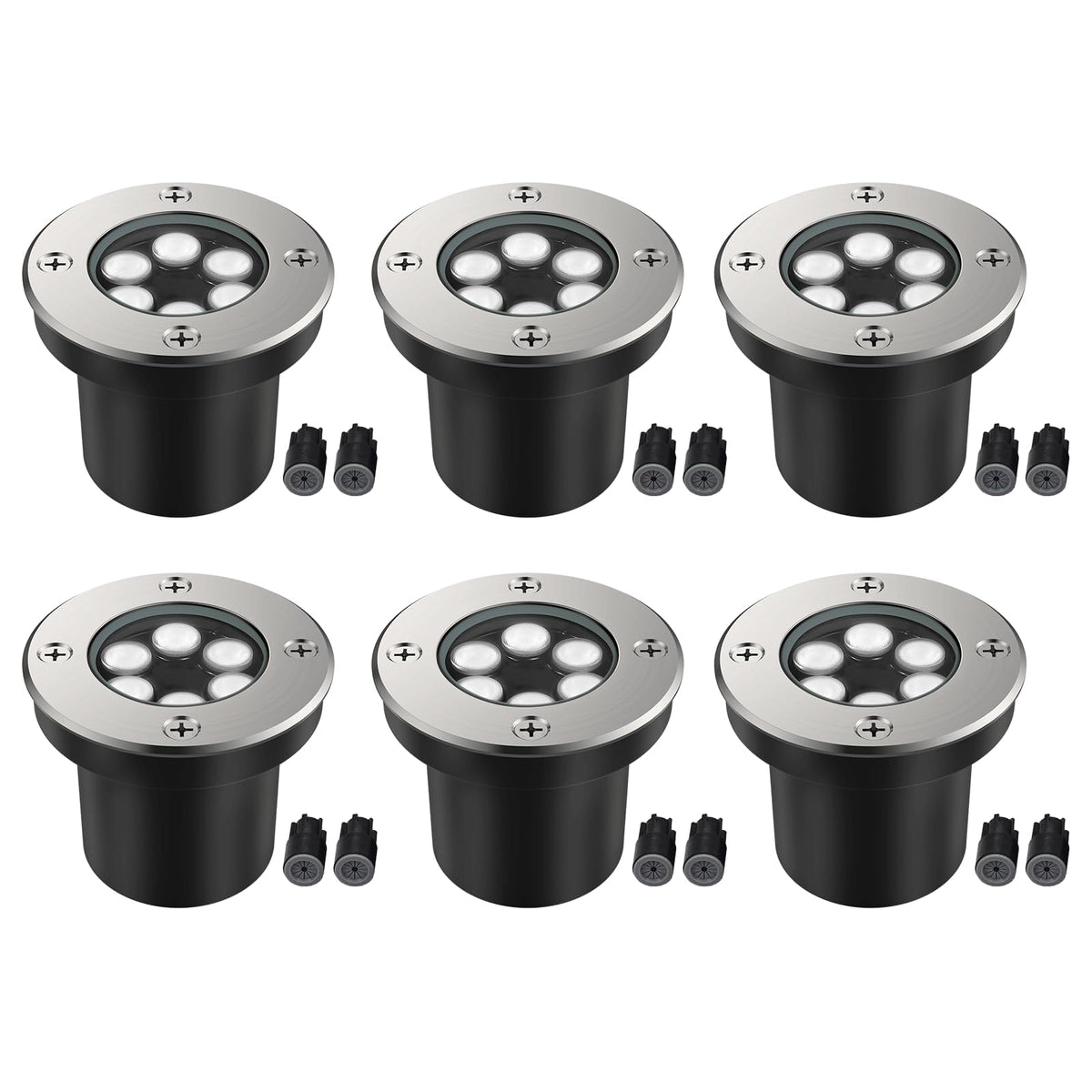 6 Pack Low Voltage Landscape Lights, 6000K LED Well Lights