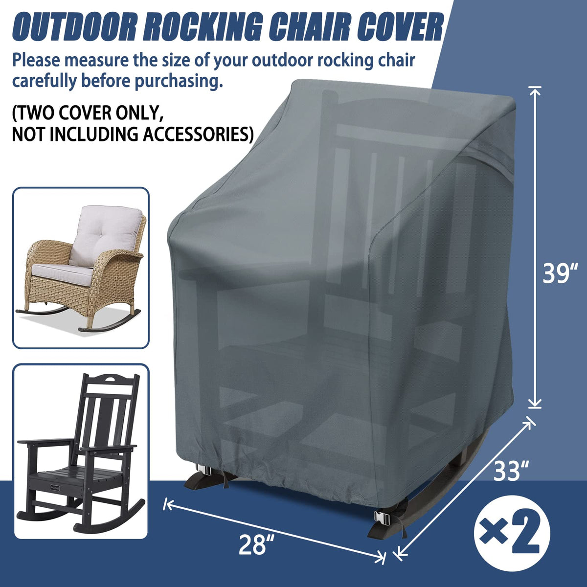 2 Pack Waterproof Outdoor Rocker Chair Cover