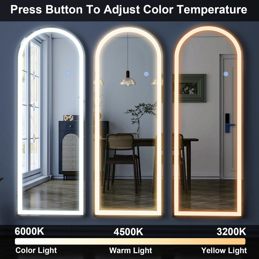 20"x56" Arched Full Length Mirror LED Lighted Floor Standing Mirror