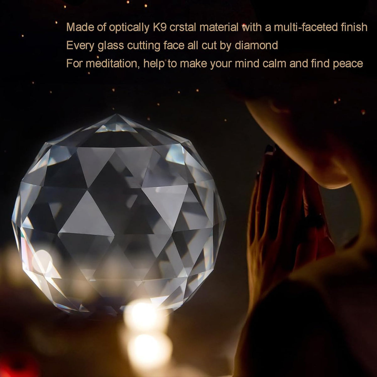 4.72inch/120mm Clear Glass Crystal Ball Prism, Sphere Faceted Gazing Ball Suncatcher Rainbow Maker for Window