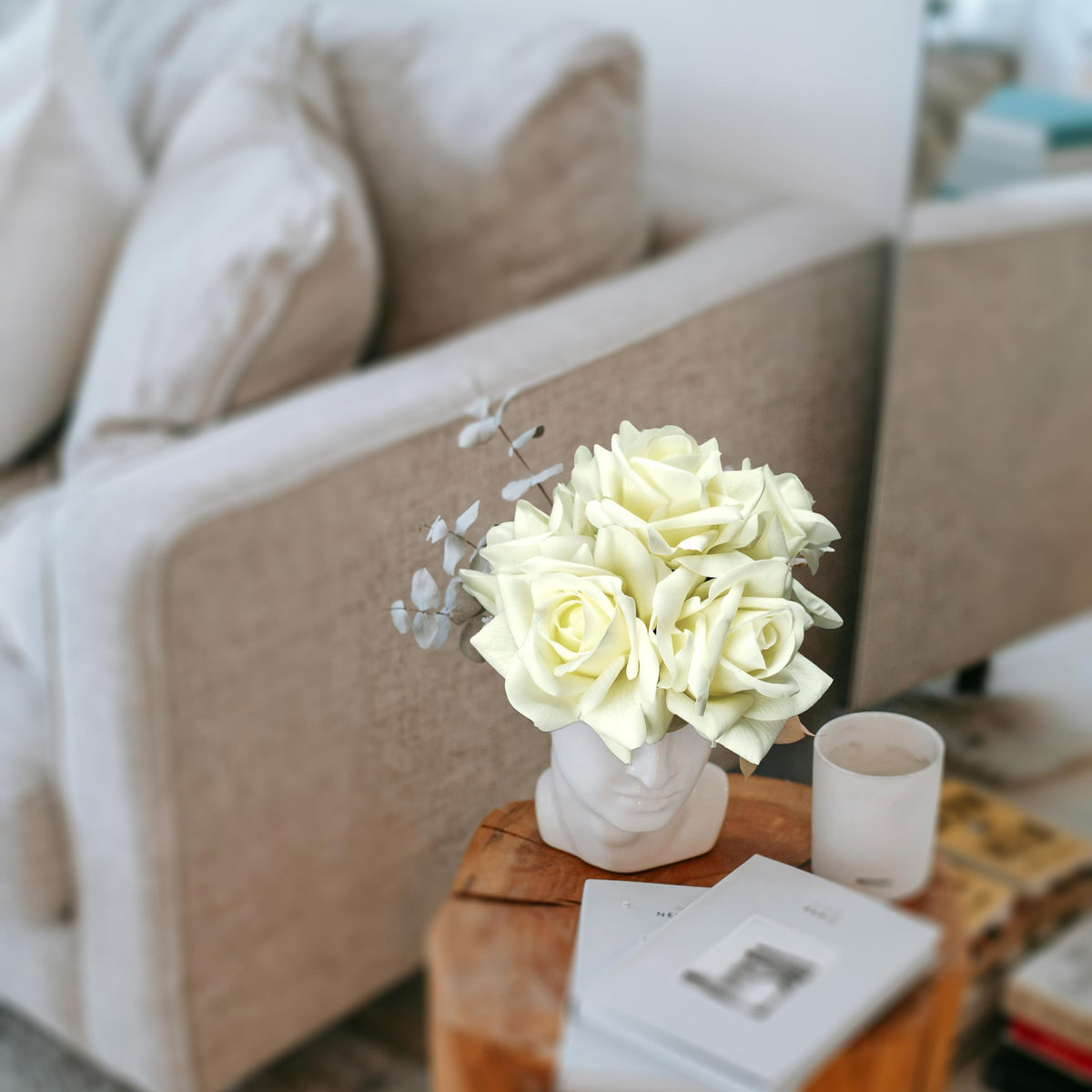 Artificial Roses Real Touch Fake with Stems - Realistic Look & Feel for Gifts, Home Decor, Wedding, Table, Cake