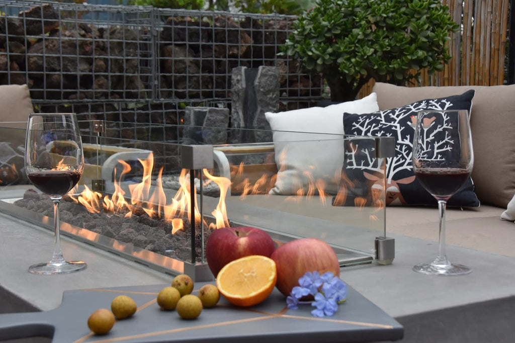 Granville 60" Natural Gas Concrete Outdoor Fire Pit Table Bundle