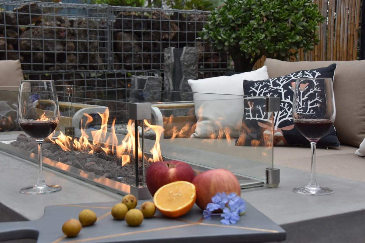 Granville 60" Natural Gas Concrete Outdoor Fire Pit Table Bundle