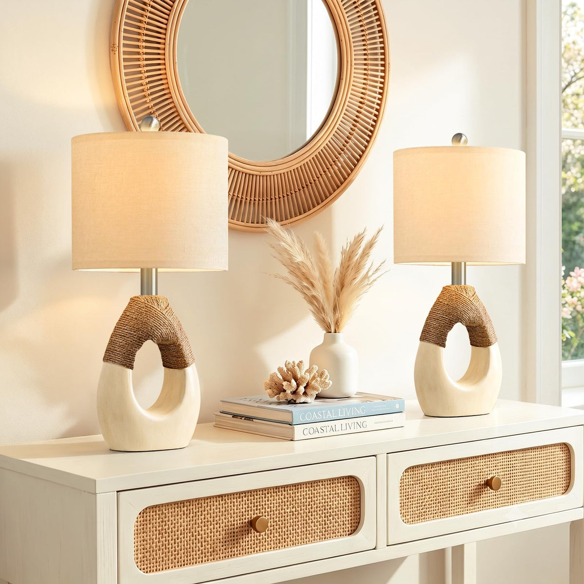 19'' Small Boho Table Lamps Set of 2 for Bedside