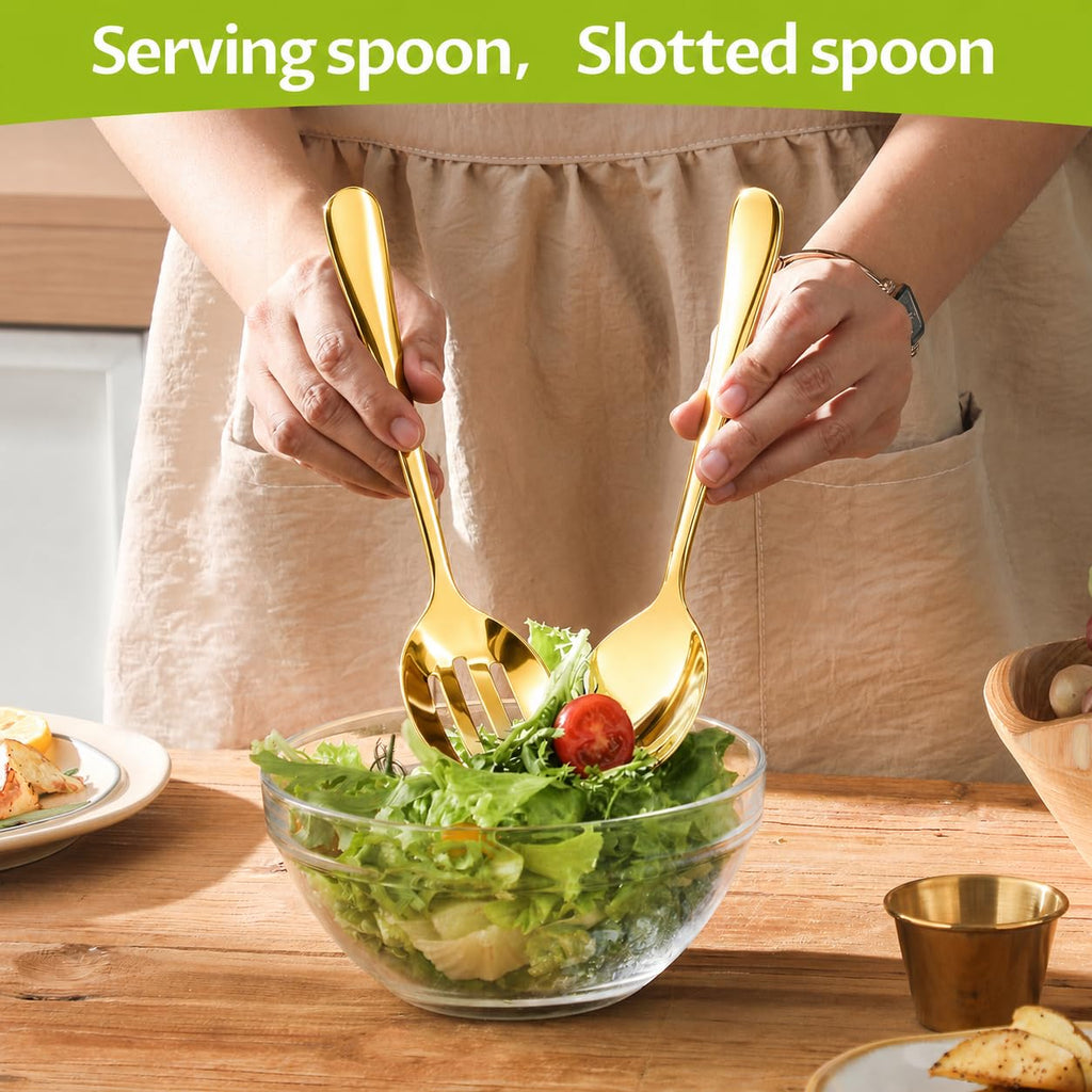 17 Pcs Serving Utensils, Stainless Steel Flatware Serving Tools Kit