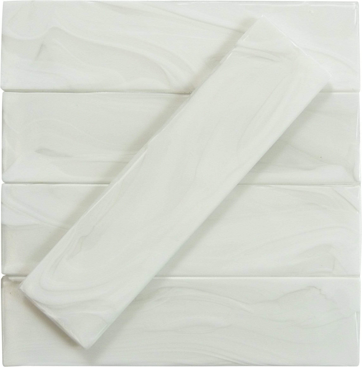 Oasis Tile Elegant Swirl Porcelain Cloud White 3x12 Glass Subway Tile