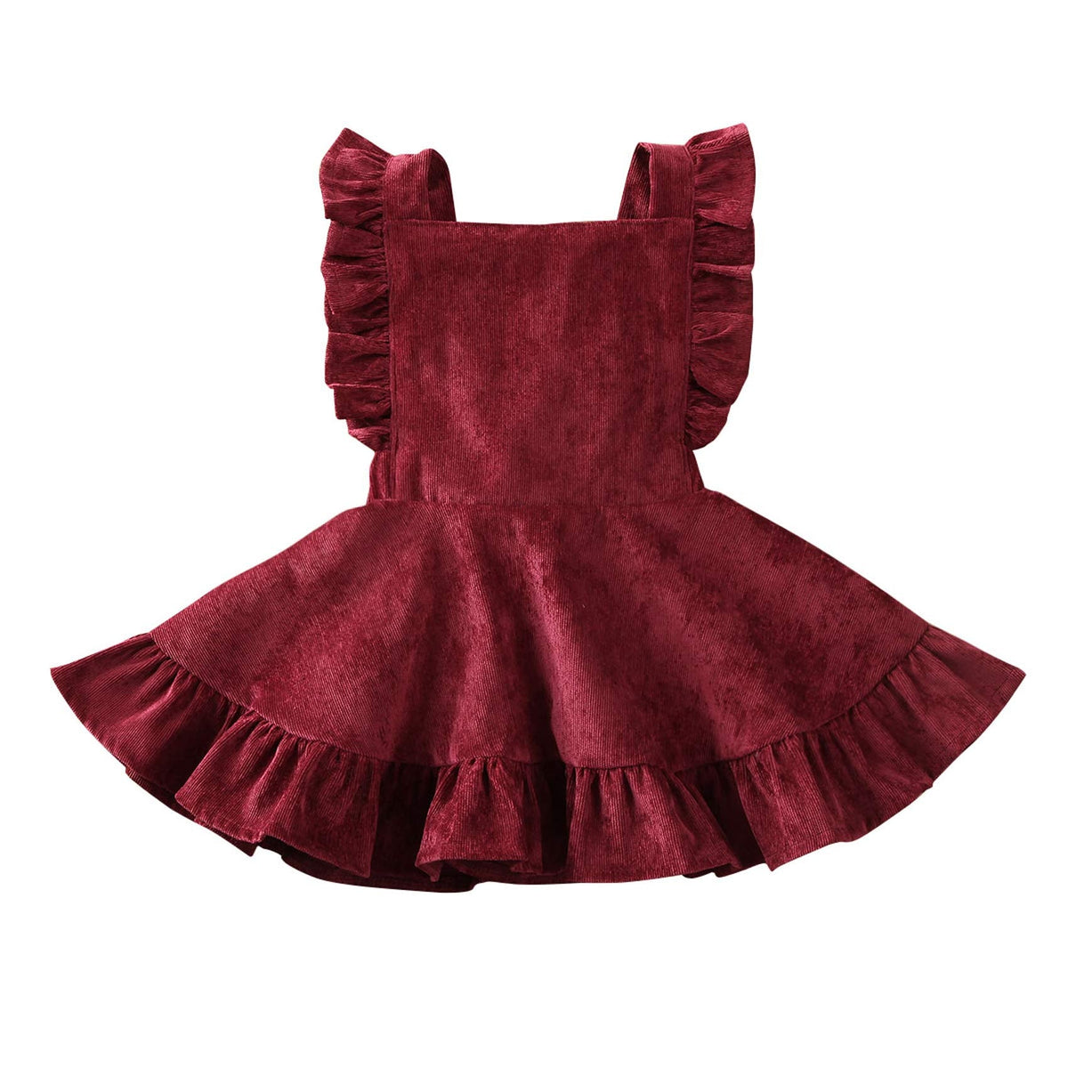 Baby Girls Velvet Suspender Skirt Infant Toddler Ruffled Casual Strap Sundress Summer Outfit Clothes