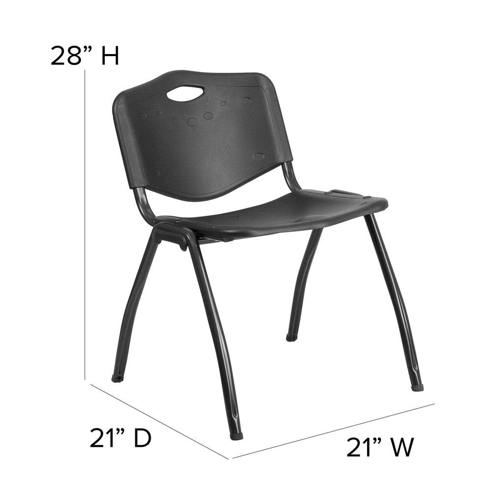 880 lb. Capacity Black Plastic Stack Office Side Chair