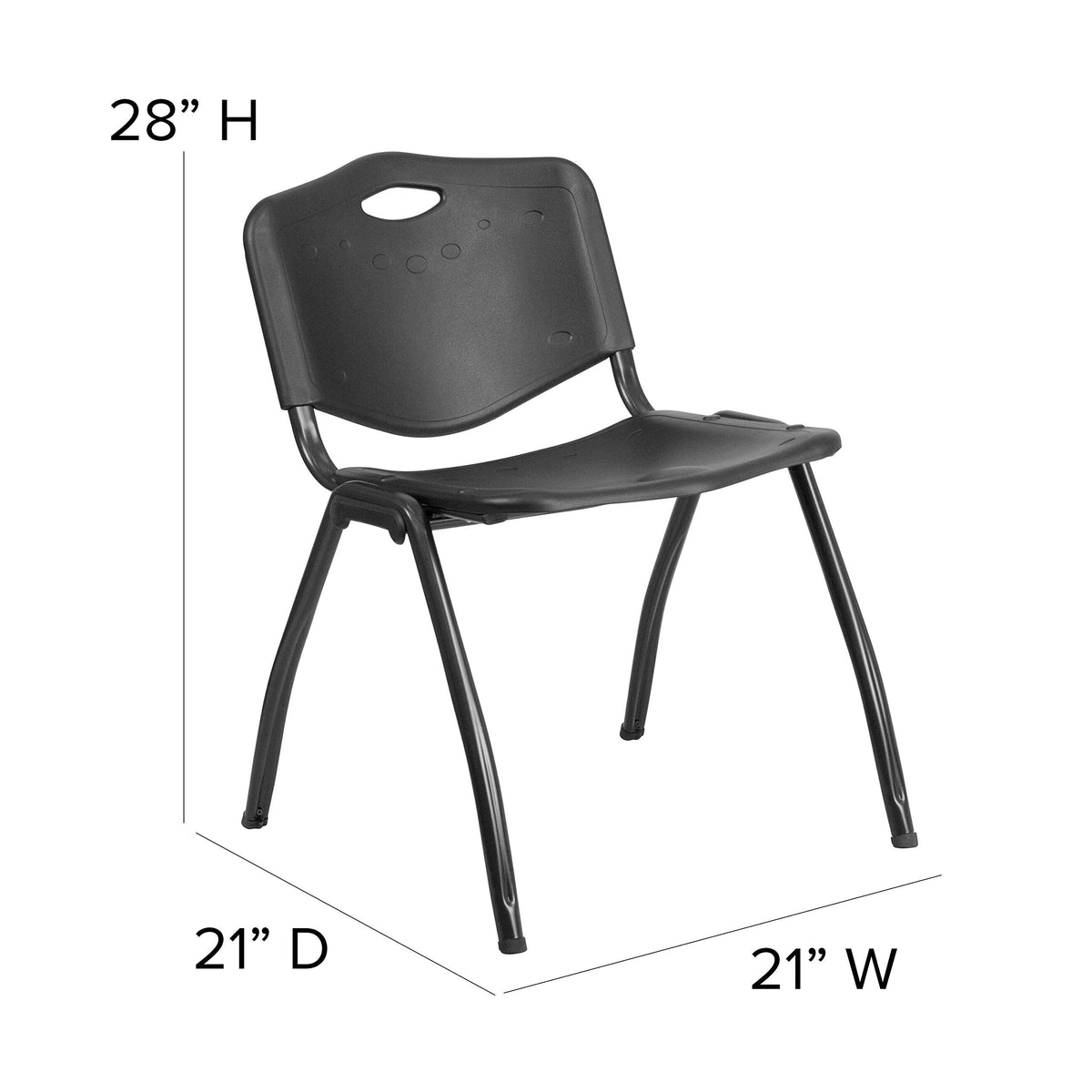 880 lb. Capacity Black Plastic Stack Office Side Chair