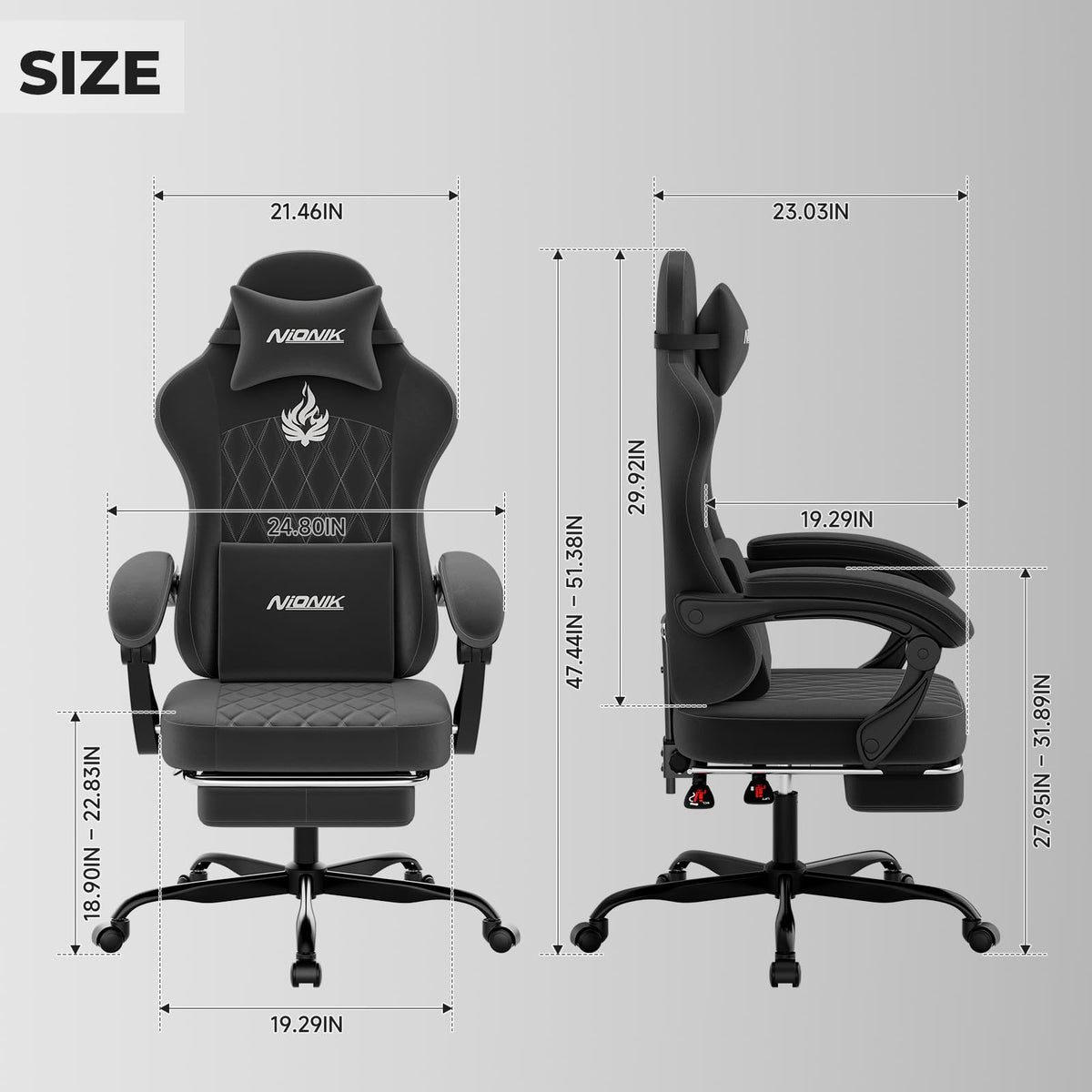 Ergonomic Gaming Chair Video Gamer Chairs Gaming Computer Chairs Gamer Chairs for Adults Massage Lumbar Support