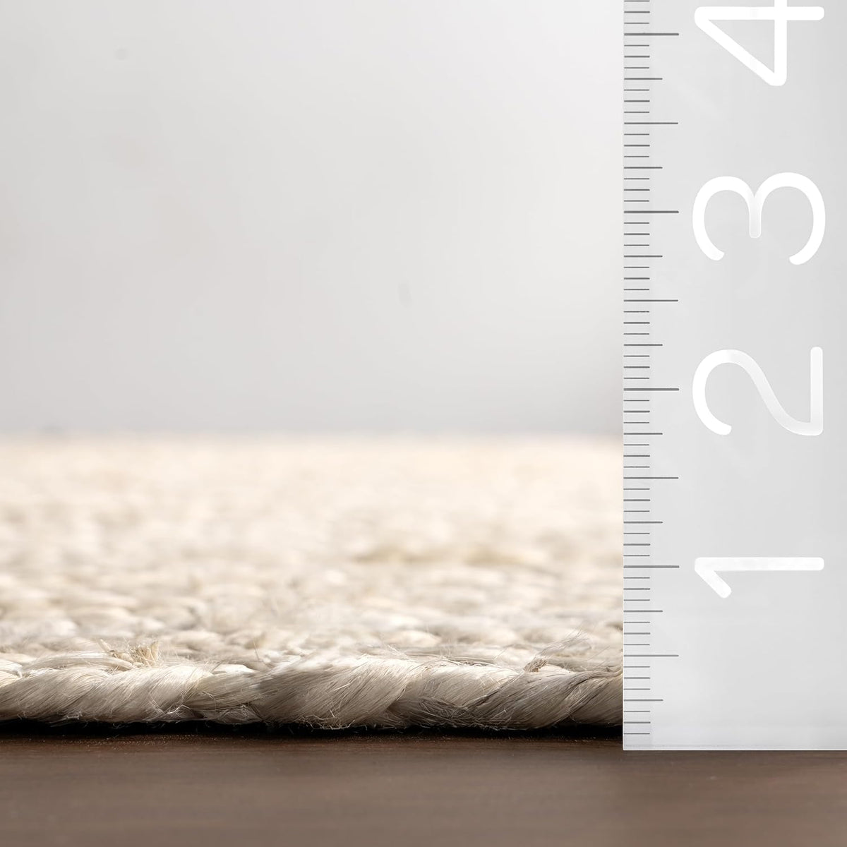 Rigo Jute Hand Woven Area Rug, Off White, Solid Farmhouse Design, Natural Fiber