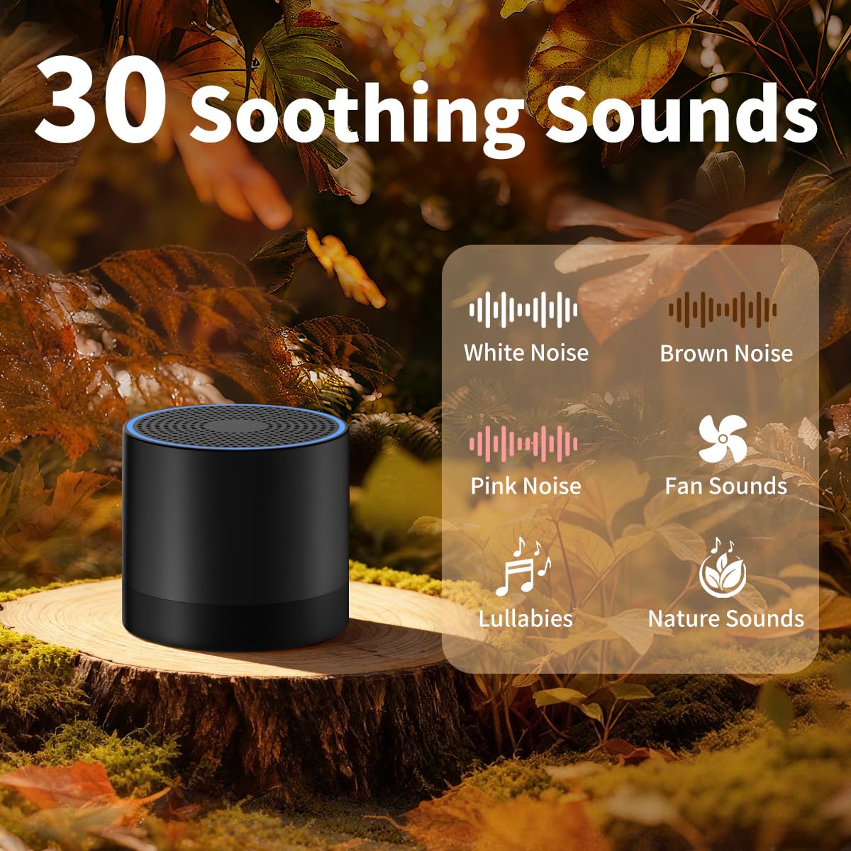 Portable Mini White Noise Machine Sound Machine with 30 Sounds for Newborn Kids Adults Rechargeable Sleep Brown Noise