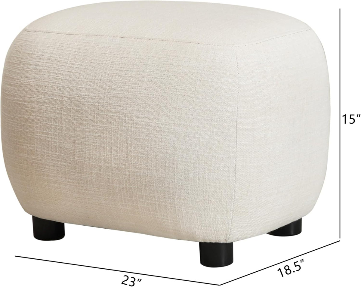 Modern Swivel Lounge Chair and Ottoman — Ivory Linen