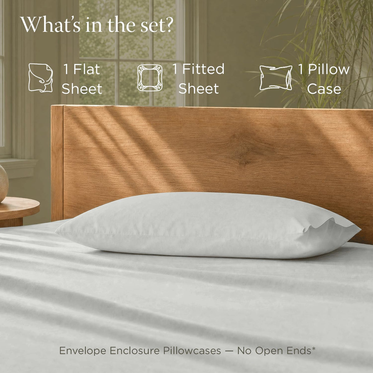 Organic Cotton Twin Sheet Set, Percale, Light Grey, 3-Piece