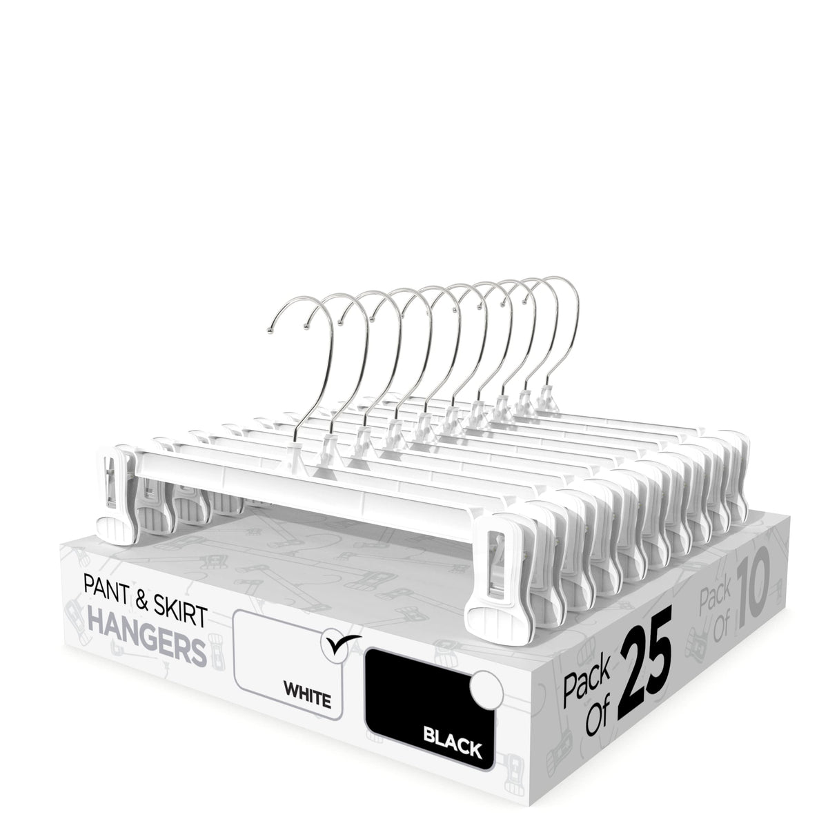 Pant & Skirt Hangers - Closet Hangers for Shorts, Shirts, Jeans, Dresses, Slacks, Coats, Clothes, Clothing, Garments