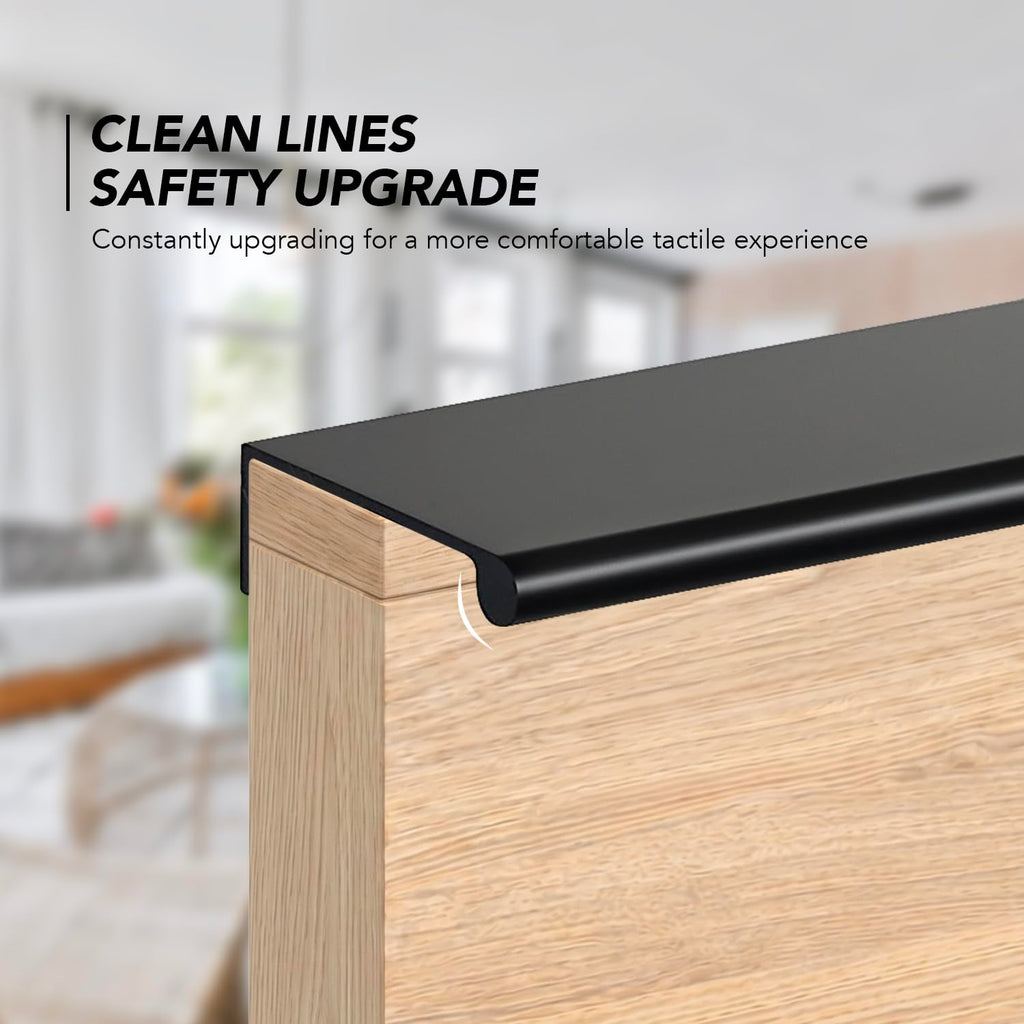 Matte Black Cabinet Pulls Finger Edge Pulls 6-1/4 Inch 6 Pack