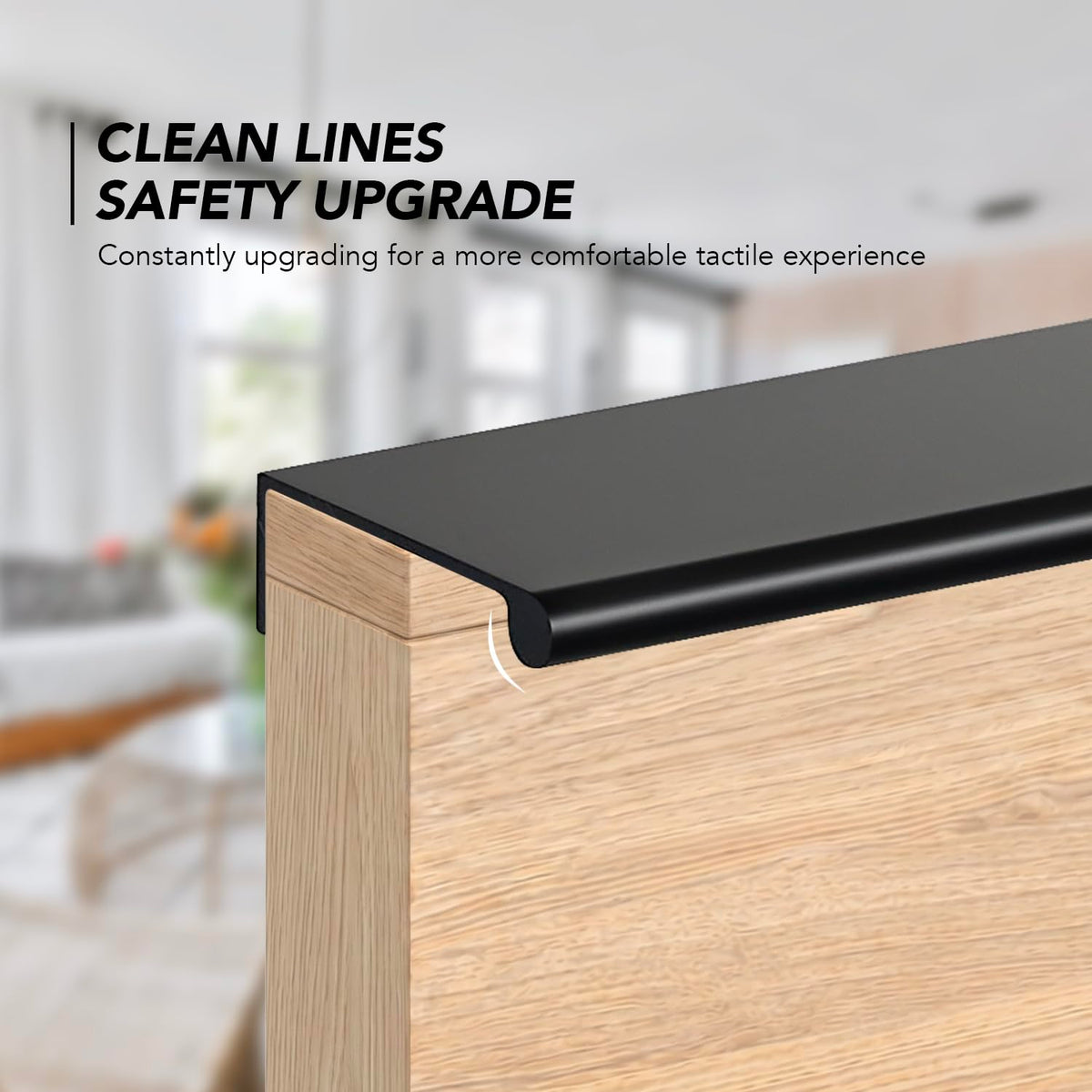 Matte Black Cabinet Pulls Finger Edge Pulls 6-1/4 Inch 6 Pack