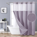 Lavender No Hook with Snap-in Fabric Liner Set, Slub Textured Fabric Shower Curtains Style Modern, Water Repellent &