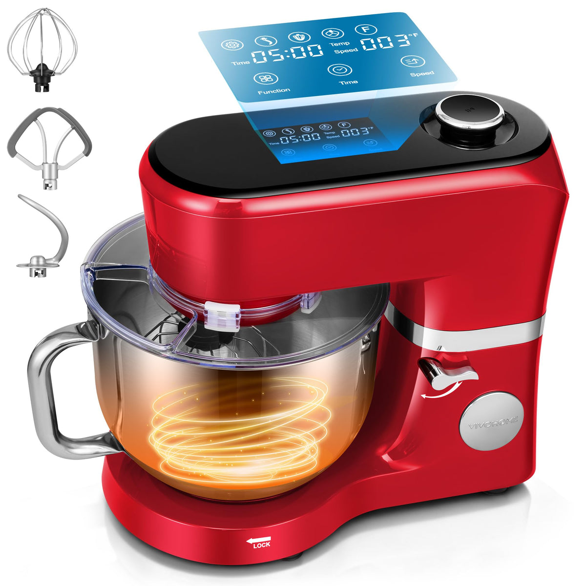 Stand Mixer with Dough Proofing, 6-Quart Tilt-Head Mixer, Red