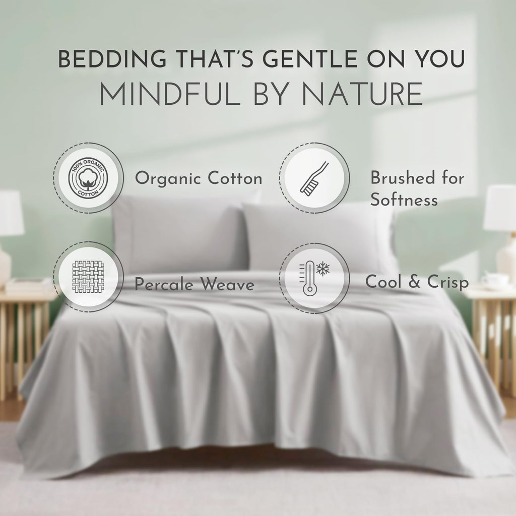 Closet Organic Cotton Sheets, Bed Sheets - Breathable, Dark Gray