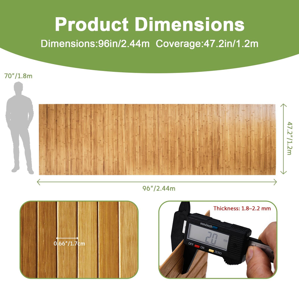 Flexible Bamboo Wall Paneling - 48"x96" Pole Wrap for Basement Columns & Curved Walls - Paintable Wood Slat Tambour