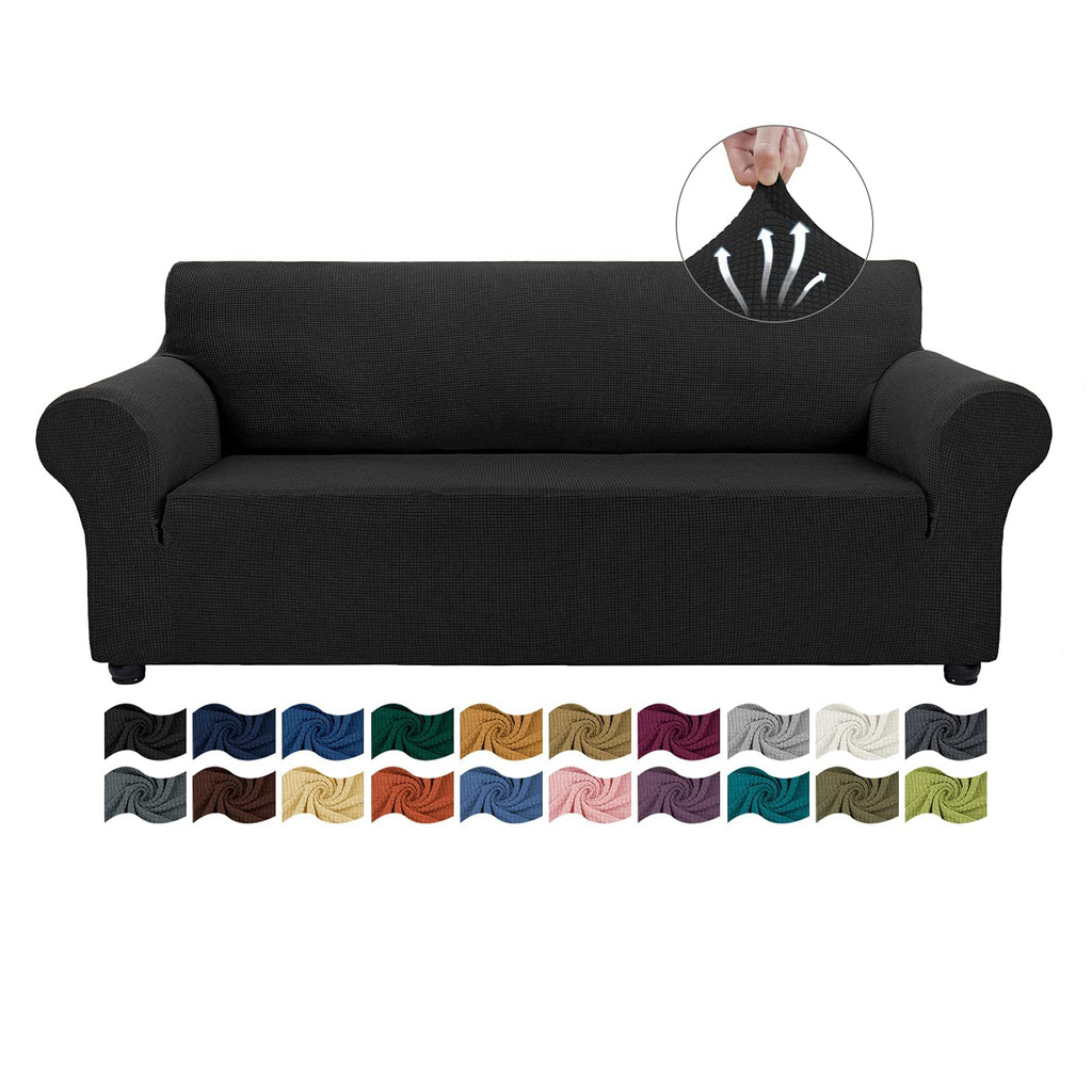 Stretch Couch Covers for Sofa Washable, 3 Cushion Couch, Black