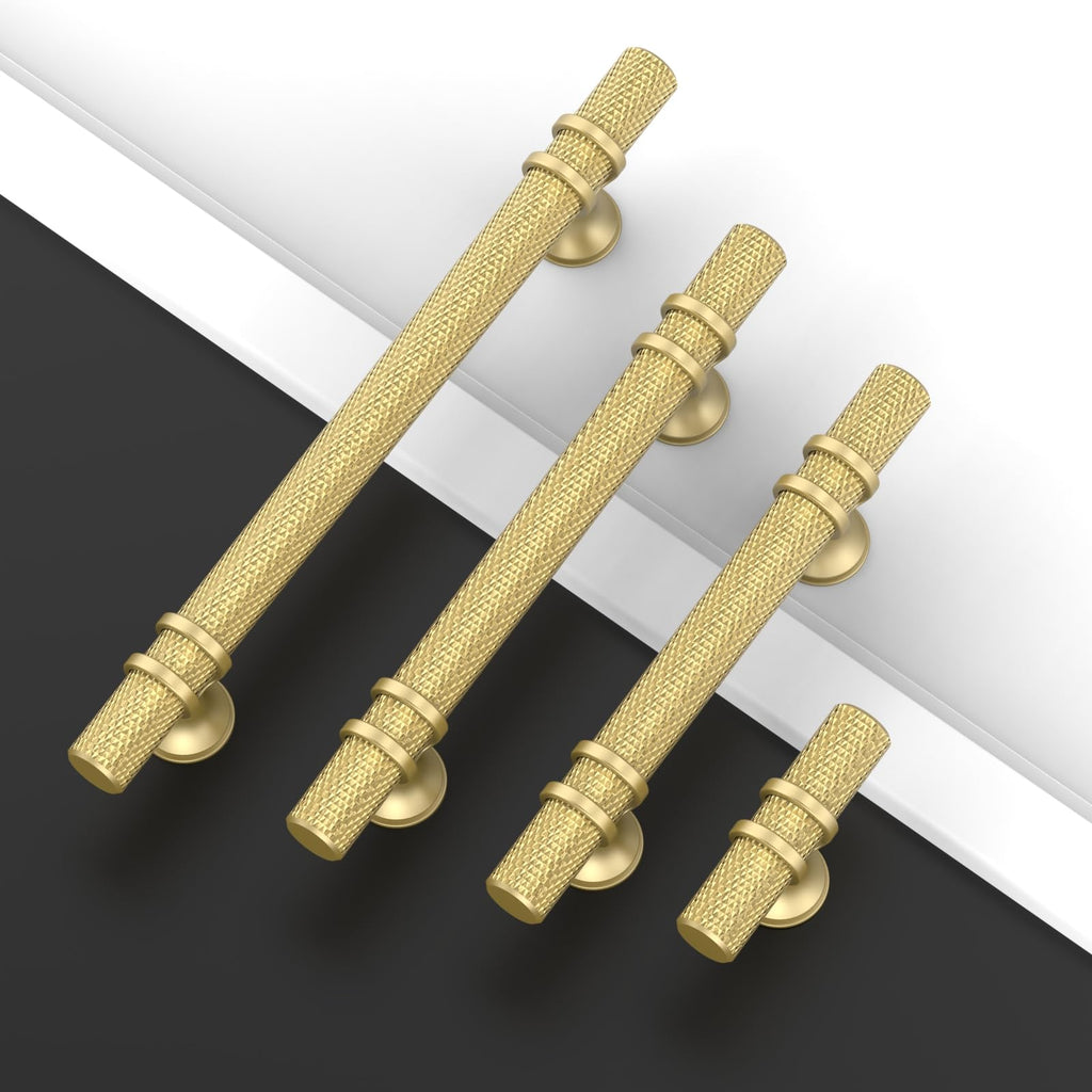 10 Pack 7.5 Inch(192mm) Knurled Brushed Gold Kitchen Cabinet Handles, Cabinet Pulls Kitchen Cabinet Hardware Cupboard