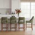 Bar Stools Set of 4, Upholstered Counter Height Bar Stools, Modern Counter Stools with Wood Legs Island Dining Room