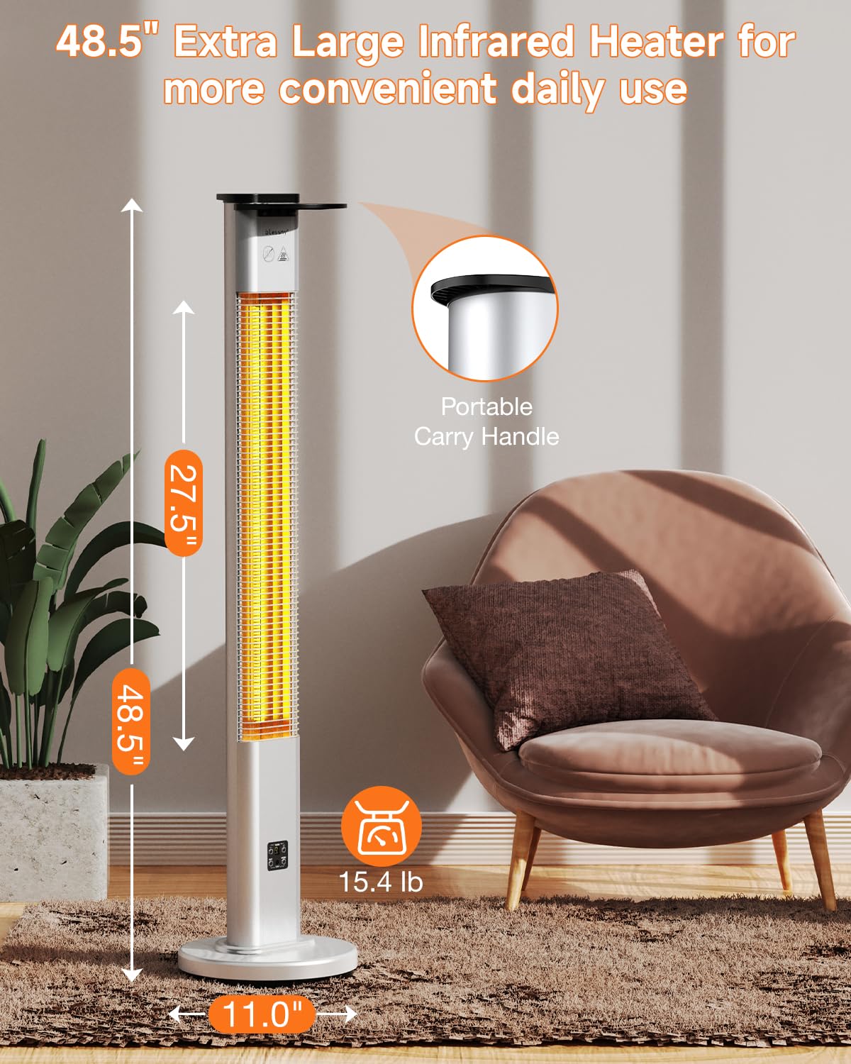 48.5" Large Electric Standing Heater , Garage & Workshop