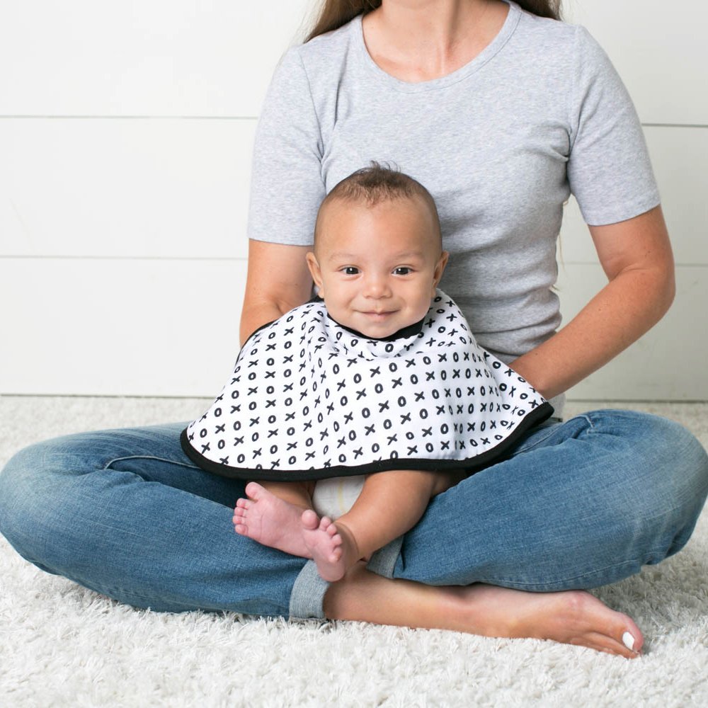 Muslin Burp Cloths, Burp Bib Set (3 Pack) Black + White