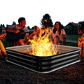 Height 11.5 Inch, Square Galvanized Steel Fire Pit for Outside, Heavy Duty Steel Fire Pit In-Ground for Backyard