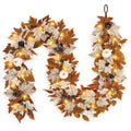 6 FT Lighted Fall Garland with Lights Pumpkins Automatic ON/Off